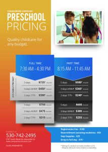 CC Preschool Pricing Sheet